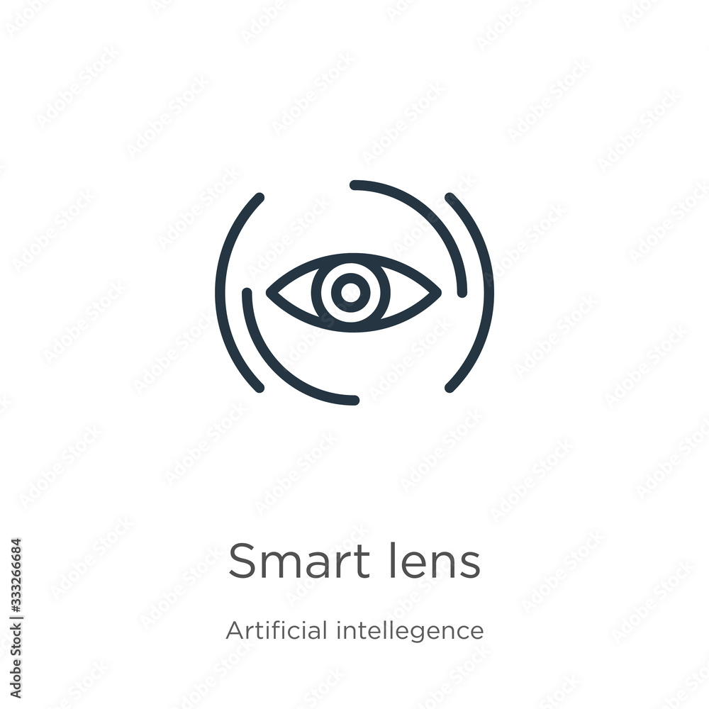 Poster smart lens icon. thin linear smart lens outline icon isolated on white background from artificial in