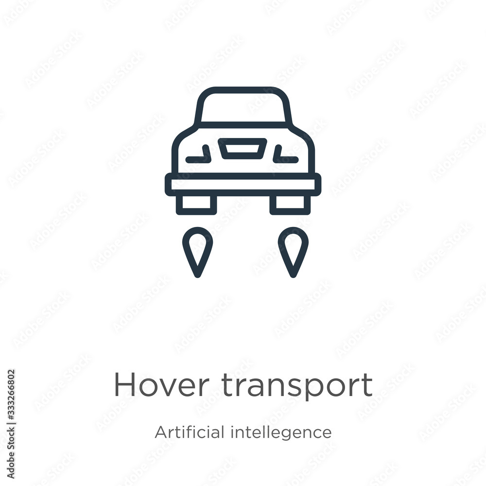 Poster hover transport icon. thin linear hover transport outline icon isolated on white background from art