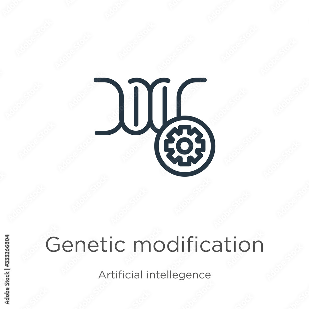 Poster genetic modification icon. thin linear genetic modification outline icon isolated on white backgroun