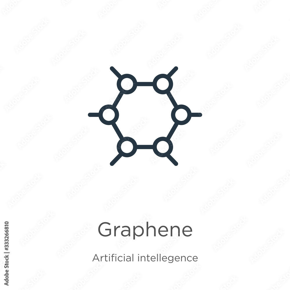 Poster graphene icon. thin linear graphene outline icon isolated on white background from artificial intell