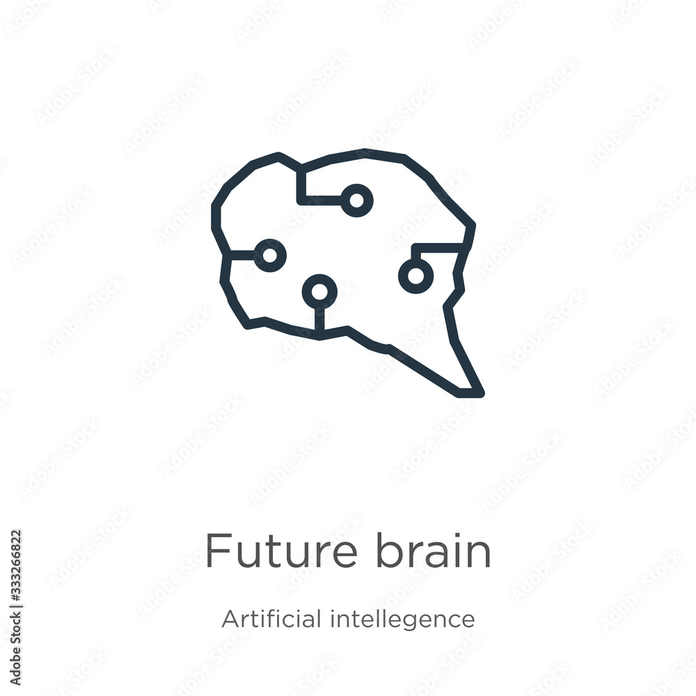 Poster future brain icon. thin linear future brain outline icon isolated on white background from artificia