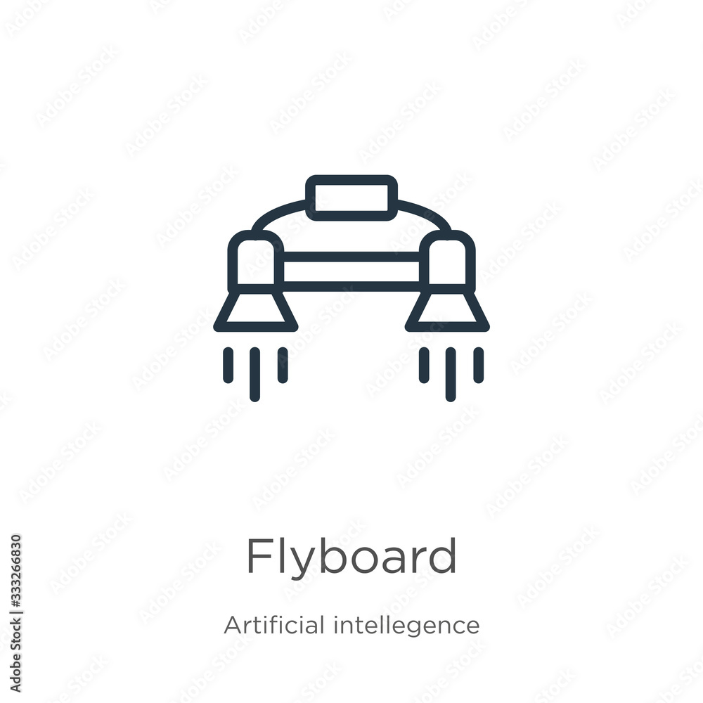Aufkleber flyboard icon. thin linear flyboard outline icon isolated on white background from artificial intell
