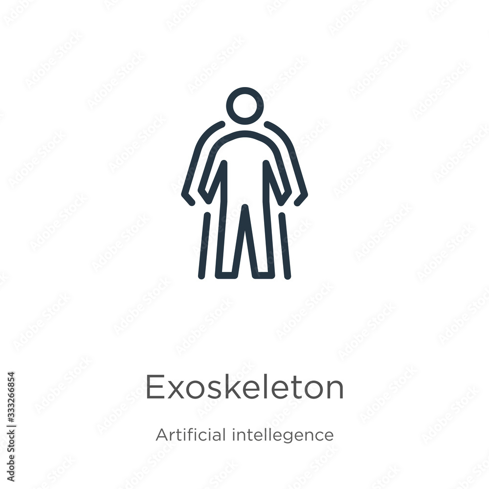 Aufkleber exoskeleton icon. thin linear exoskeleton outline icon isolated on white background from artificial 