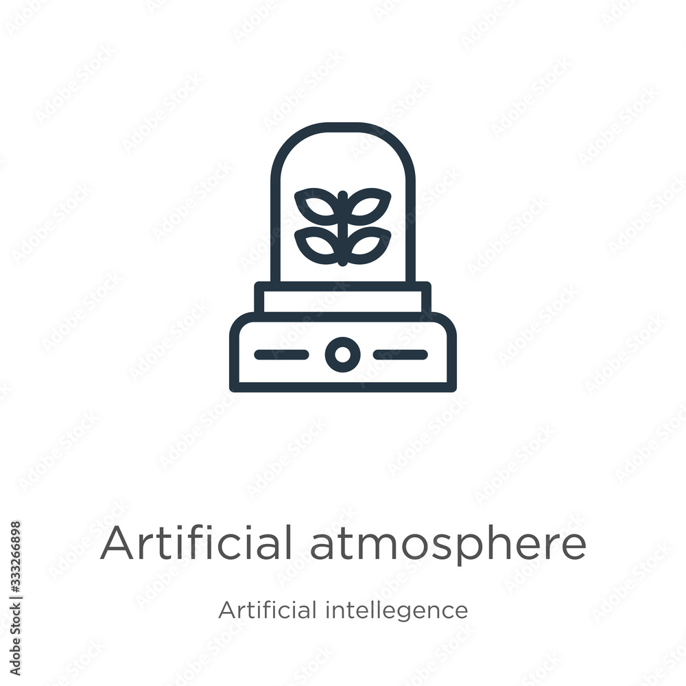 Poster artificial atmosphere icon. thin linear artificial atmosphere outline icon isolated on white backgro