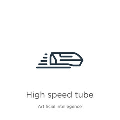 High speed tube icon. Thin linear high speed tube outline icon isolated on white background from artificial intellegence and future technology collection. Line vector sign, symbol for web and mobile