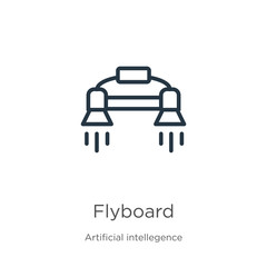 Flyboard icon. Thin linear flyboard outline icon isolated on white background from artificial intellegence and future technology collection. Line vector sign, symbol for web and mobile