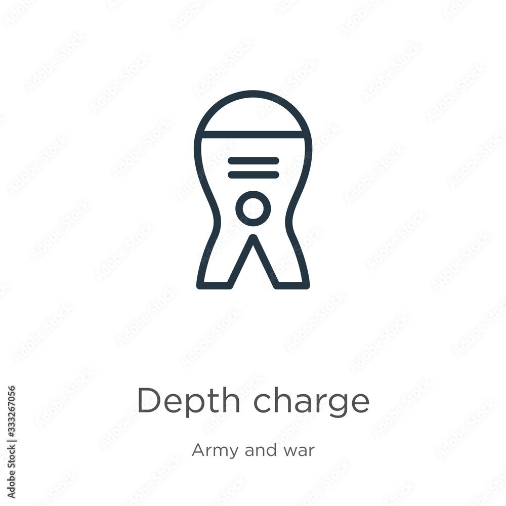Aufkleber depth charge icon. thin linear depth charge outline icon isolated on white background from army and 