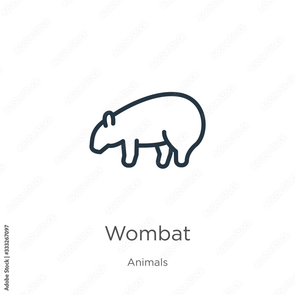 Poster wombat icon. thin linear wombat outline icon isolated on white background from animals collection. l