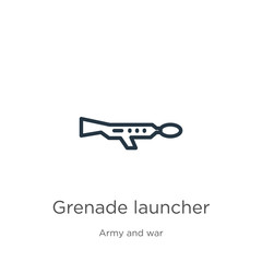 Grenade launcher icon. Thin linear grenade launcher outline icon isolated on white background from army and war collection. Line vector sign, symbol for web and mobile