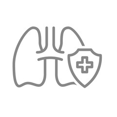 Healthy protected lungs line icon. Lung treatment, first aid for respiratory diseases symbol