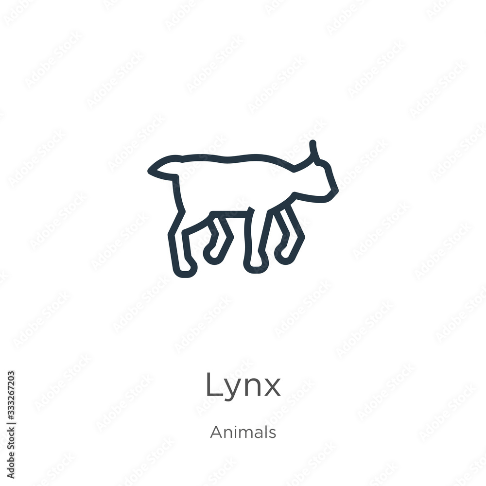 Poster lynx icon. thin linear lynx outline icon isolated on white background from animals collection. line 