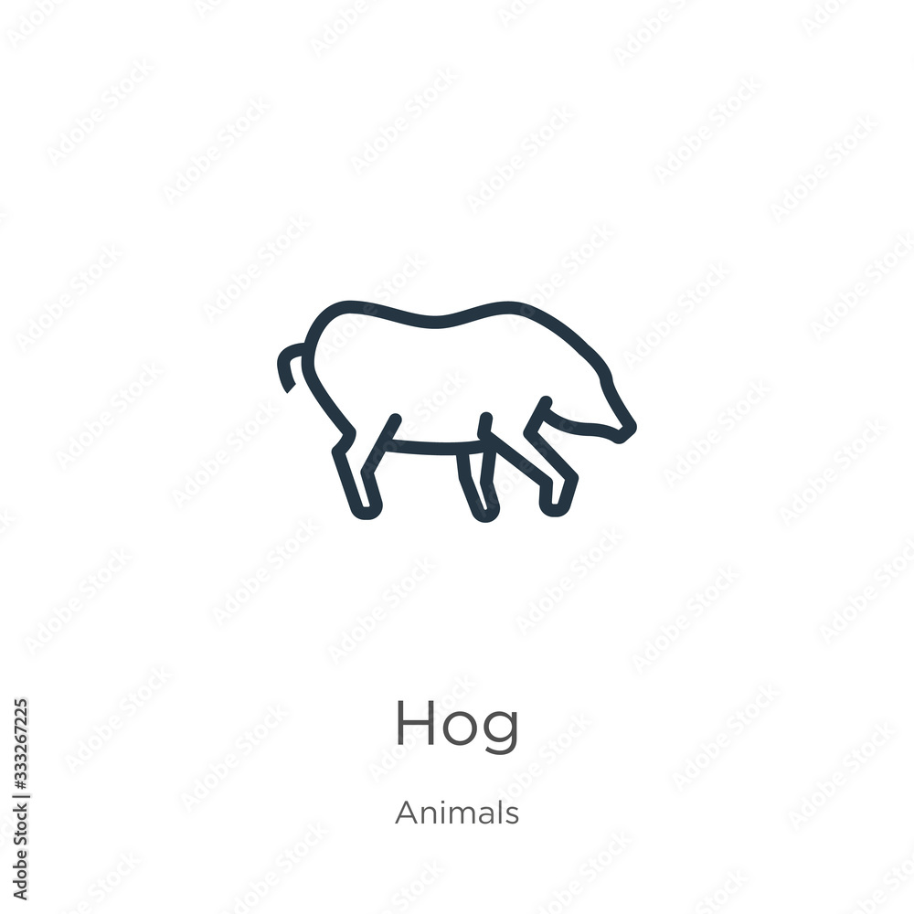 Poster hog icon. thin linear hog outline icon isolated on white background from animals collection. line ve