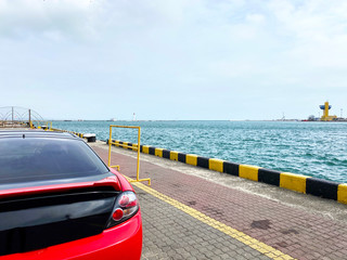 sports car on the background of the sea