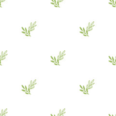 Vector Seamless pattern leaves green white color, Botanical Floral Decoration Texture.