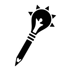 Conceptualizing ideas icon. Pencil and lightbulb icon illustration. Writing idea symbol.