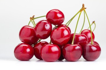 Red berry cherry food isolated on white,  sweet.