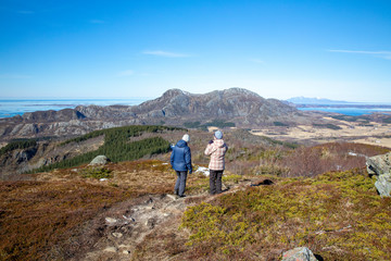 Fototapeta na wymiar Hike to the Bjøru mountain in Brønnøy municipality, Northern Norway