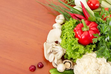 Vegetable set food on wooden background,  nutrition.