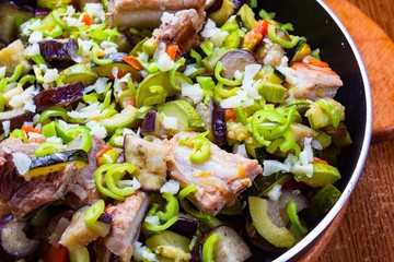 Cooking roast vegetables zucchini sweet pepper,  cuisine.Cooking roast vegetables zucchini sweet pepper,  cuisine.