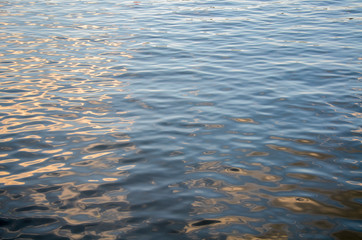 Interesting natural background of water with reflection river surface motion beautiful in sunset nature. Black surface wave