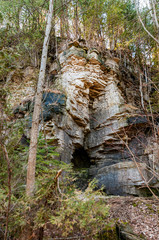 Niagara Escarpment small caves and crevasses, Pottawatomi State Park, Door County, WI.