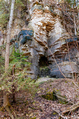Niagara Escarpment small caves and crevasses, Pottawatomi State Park, Door County, WI.