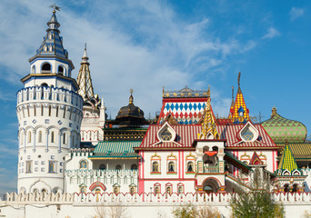 Towers and walls of Izmailovo Kremlin in Moscow 17.10.2019