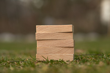 Wooden blocks with empty space on them that can be used as copy space to put text on them and use for concepts