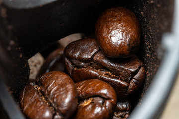 Roasted Coffee beans in Macro picture