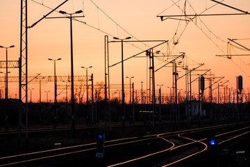 Fototapeta na wymiar railway sunset