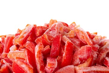 Frozen bell pepper and raw vegetable food, cold.