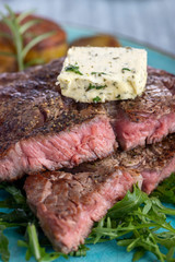 juicy grilled steak on a plate
