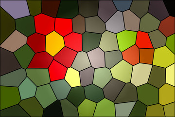 Seamless pattern of Pentagonal shapes with beautiful colours, each shapes divided with a black colour boarders. The colours of these boarders are read, white, blue, purple, green, orange, violet.