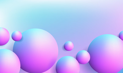 Abstract background with dreamy glossy sphere floating in the air, place for text, 3d illustration