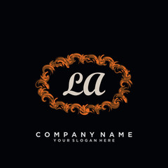 Initial Letter LA Logo With circle Template Vector	
