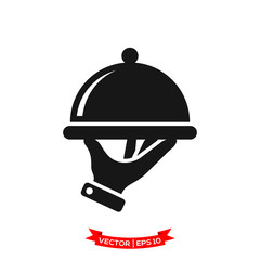 Fototapeta premium serving icon in trendy flat design, restaurant icon, dish icon, food of tray vector icon