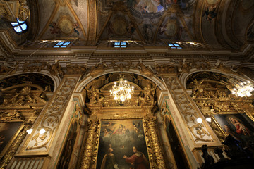 Serra San Quirico (AN), Italy - January 1, 2019: Santa Lucia church inside in Serra San Quirico village, Ancona, Marche, Italy