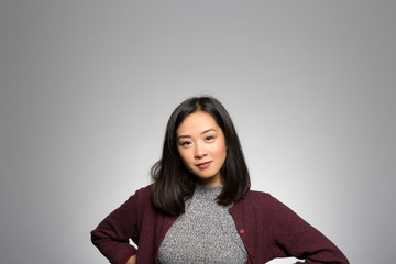 Fototapeta premium Studio portrait of a thoughtful young woman