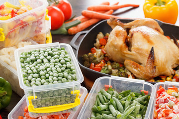 Organic frozen vegetables and chicken food