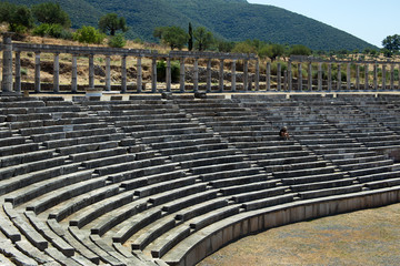 Fototapeta na wymiar Ancient Messene city ruins of stadium, Peloponnese, Greece