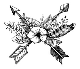 Bouquet of flowers. Bridal floral composition. Wedding invitation template.