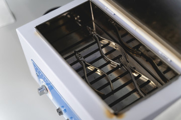Close up of professional box for instrument sterilization