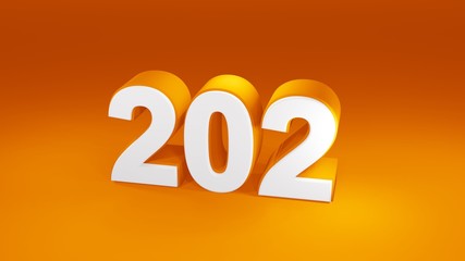 Number 202 in white on orange gradient background, isolated number 3d render