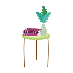 book day, table with books and plant in vase decoration