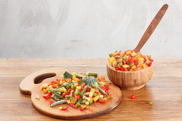 Vegetable food frost background and closeup nutrition, vegetarian dinner.