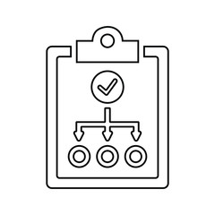 Management strategy black outline icon, Planning, workflow structure