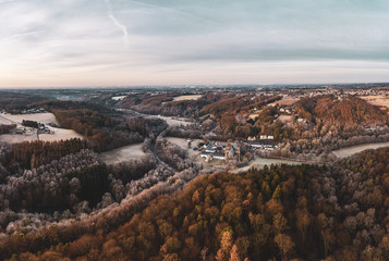panoramic view of Altenberger Dom, Germany. Drone photography.