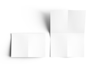 Sheet of paper folded to four. Letter or poster mockup. 3d illustration
