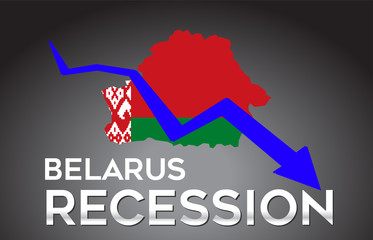 Map of Belarus Recession Economic Crisis Creative Concept with Economic Crash Arrow.
