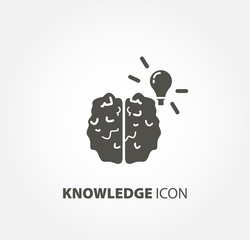 knowledge icon. brain with bulb design element